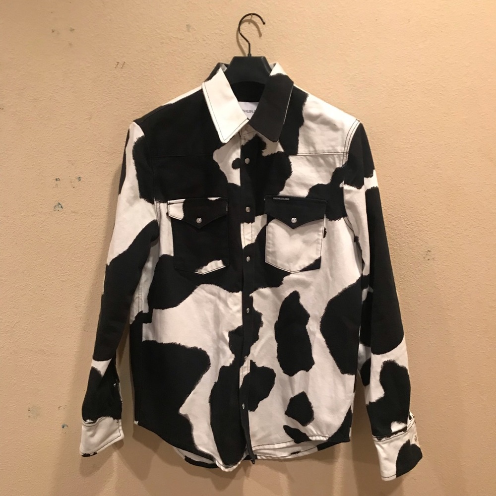 Calvin Klein Men's Cow Print Button Down